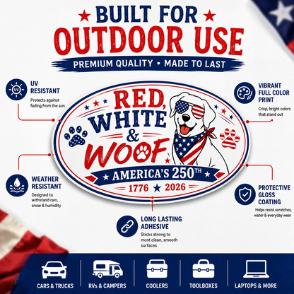 Red White & Woof America's 250th Anniversary Decal