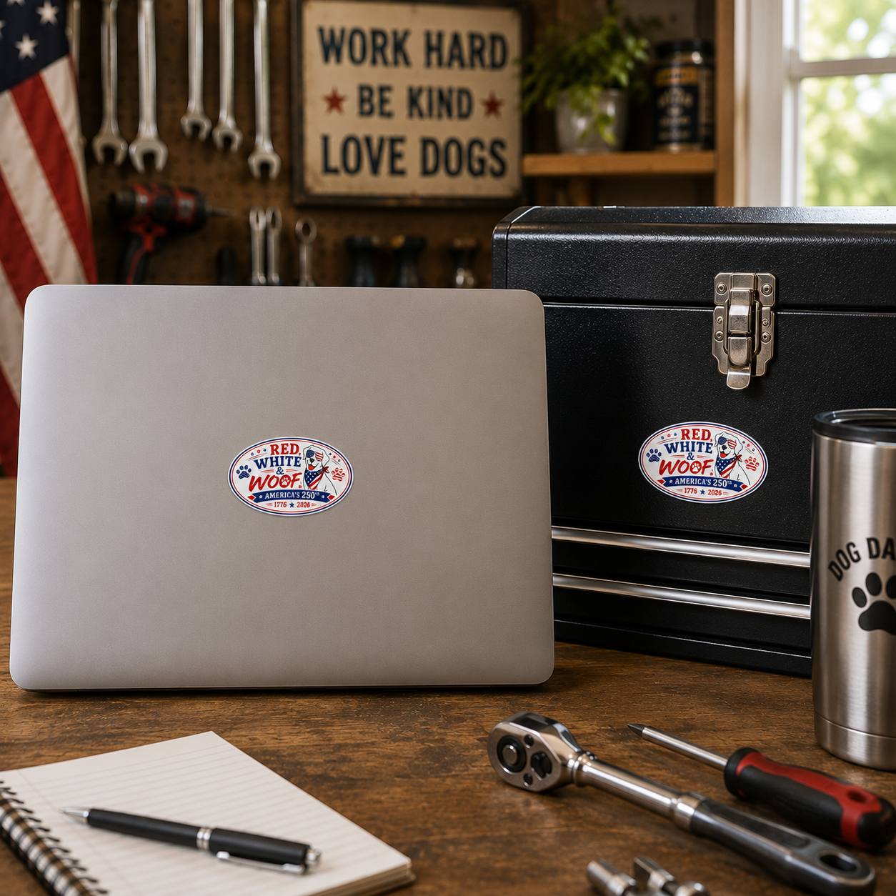 Red White & Woof America's 250th Anniversary Decal