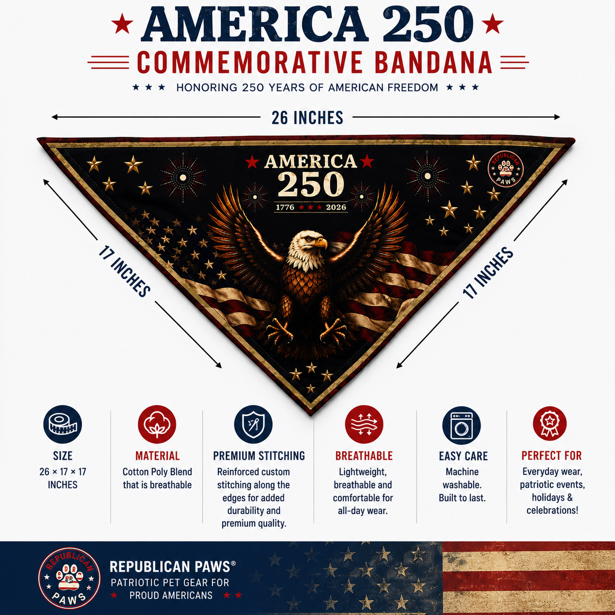America 250 Dog Bandannas